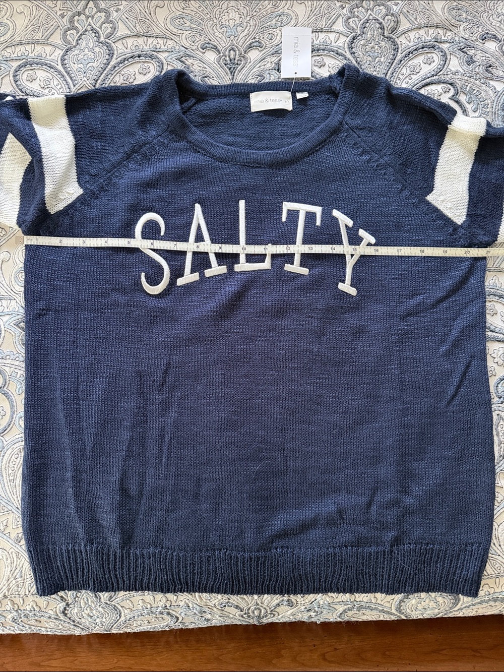 Mia & Tess Women’s Small Navy Crewneck “Salty” Sweater NWT - Picture 6 of 7